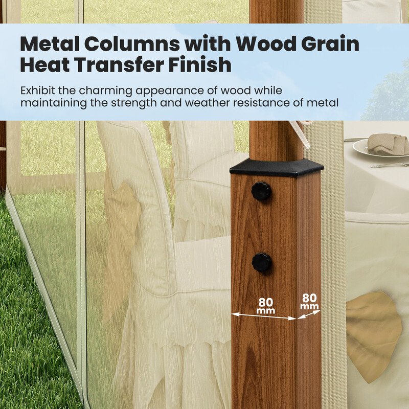 Paviljong 3,6 x 3 m med dubbeltak och myggnät för trädgård, vattentätt partytält