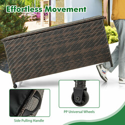 Förvaringslåda i rotting med hjul och 320L kapacitet, vattentät och mångsidig användning