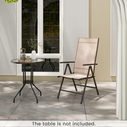 Trädgårdsstol med 7-stegs justerbart ryggstöd, vikbar och hållbar, brun, 180 kg kapacitet