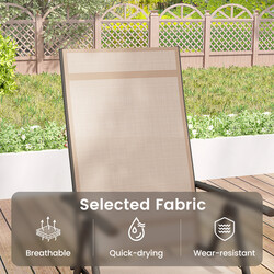 Trädgårdsstol med 7-stegs justerbart ryggstöd, vikbar och hållbar, brun, 180 kg kapacitet