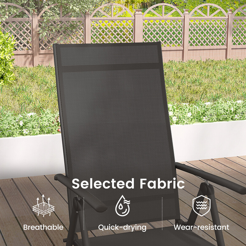 Trädgårdsstol med justerbart ryggstöd, vikbar och hållbar, brun, maxbelastning 180 kg