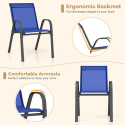 2-pack stapelbara trädgårdsstolar i blått textilene och metall för utomhusbruk