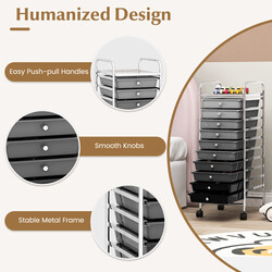 Rullvagn med 10 stapelbara lådor för badrum, kontor eller skönhetssalong