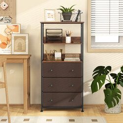 Bokhylla med 3 lådor och öppna hyllor för praktisk förvaring och organisering