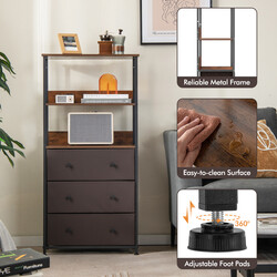 Bokhylla med 3 lådor och öppna hyllor för praktisk förvaring och organisering