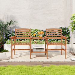 Trämöbelgrupp med kaffebord och parasollhål för terrass och trädgård