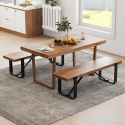 Ingångsbänk med metallram och rustik träskiva för hall och vardagsrum 152,5 x 43 x 44 cm