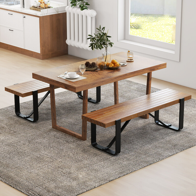 Ingångsbänk med metallram och rustik träskiva för hall och vardagsrum 152,5 x 43 x 44 cm