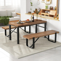 Ingångsbänk med metallram och rustik träskiva för hall och vardagsrum 152,5 x 43 x 44 cm