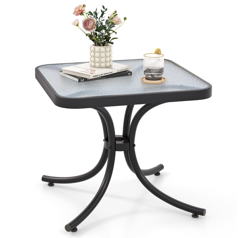 Sidobord med härdat glas för utomhusbruk, väderbeständigt och mångsidigt användande