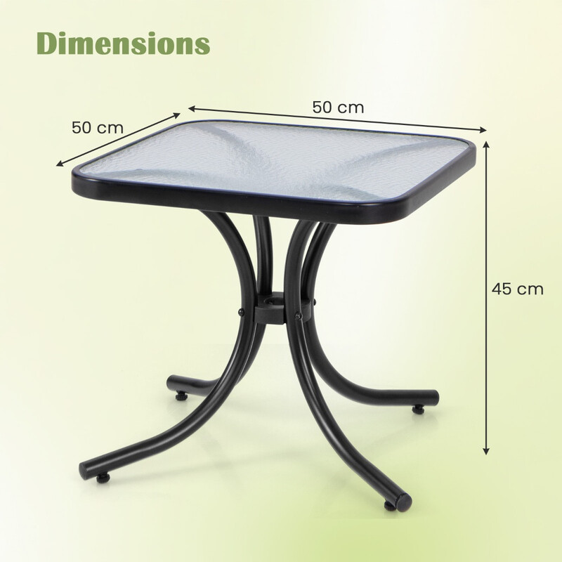 Sidobord med härdat glas för utomhusbruk, väderbeständigt och mångsidigt användande