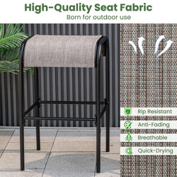 2-pack utomhus barstolar med böjd sits, metallram, ergonomisk design, 180 kg maxbelastning