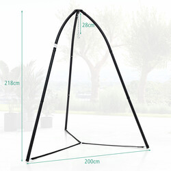 Hängmattställning i metall med tre ben, svart, justerbar, 200 kg kapacitet, 200 x 218 cm
