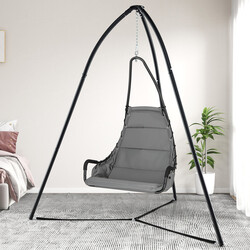 Hängmattställning i metall med tre ben, svart, justerbar, 200 kg kapacitet, 200 x 218 cm