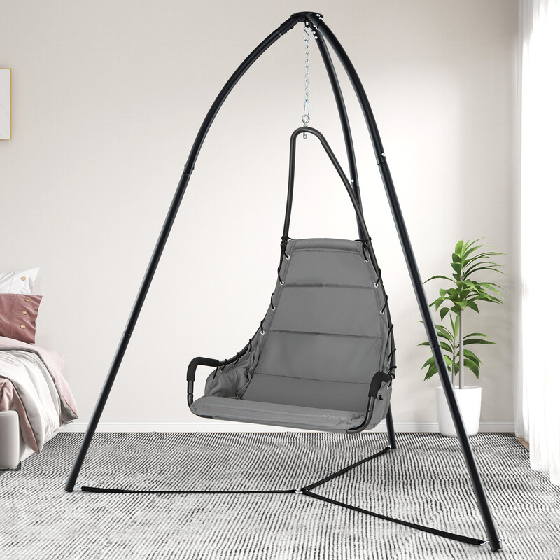 Hängmattställning i metall med tre ben, svart, justerbar, 200 kg kapacitet, 200 x 218 cm