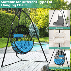 Hängmattställning i metall med tre ben, svart, justerbar, 200 kg kapacitet, 200 x 218 cm