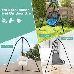 Hängmattställning i metall med tre ben, svart, justerbar, 200 kg kapacitet, 200 x 218 cm