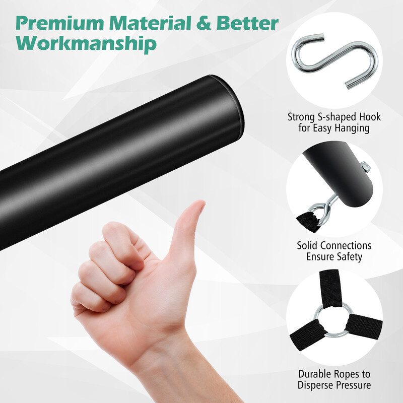 Hängmattställning i metall med tre ben, svart, justerbar, 200 kg kapacitet, 200 x 218 cm