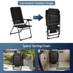 2-pack vikbara trädgårdsstolar med justerbar ryggstöd och robust stålram, svart