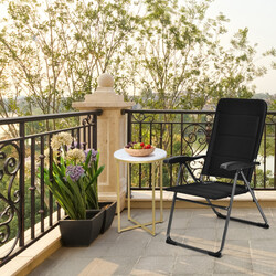 2-pack vikbara trädgårdsstolar med justerbar ryggstöd och robust stålram, svart