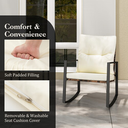 3-delat trädgårdsmöbelset med kuddar, 2 gungstolar och bord för balkong