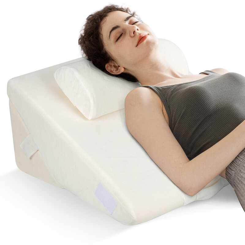 Ergonomisk kilkudde med minnesskum och huvudstöd för bättre sömn