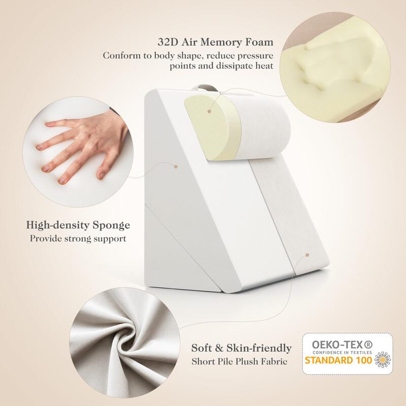 Ergonomisk kilkudde med minnesskum och huvudstöd för bättre sömn