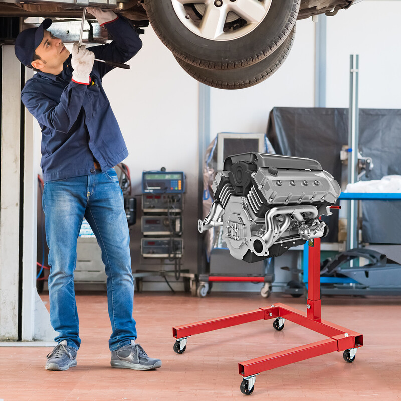 Motorstativ 680 kg med 360° rotation och justerbara armar för motorunderhåll