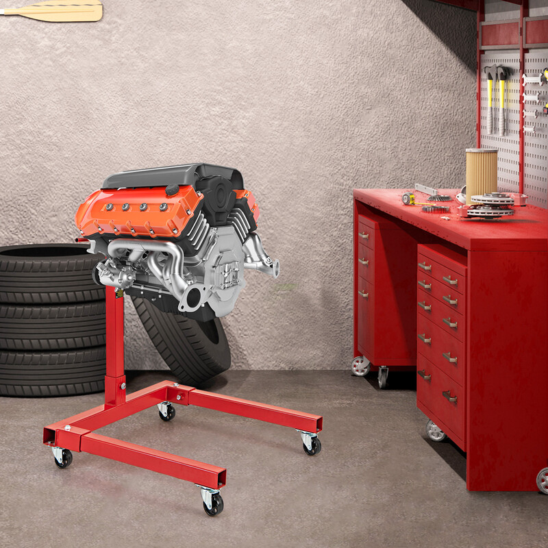 Motorstativ 680 kg med 360° rotation och justerbara armar för motorunderhåll