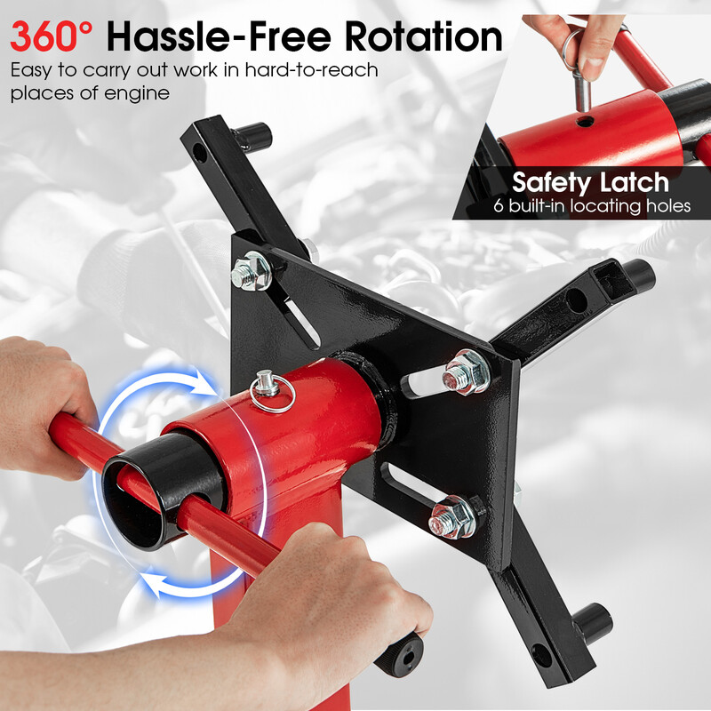 Motorstativ 340 kg med 360° rotation och justerbara armar för garageanvändning