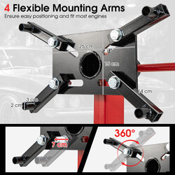Motorstativ 340 kg med 360° rotation och justerbara armar för garageanvändning