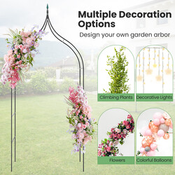 Metallisk trädgårdsbåge i gotisk stil med rosengaller för utomhusbruk