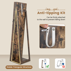 Smyckeskåp med helkroppsspegel och inbyggd make-up-spegel i elegant brun design