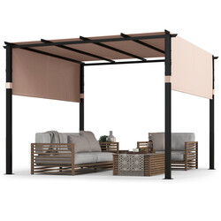 Pergola 3,05x3,05m med justerbara tak och vattentät stabil konstruktion beige