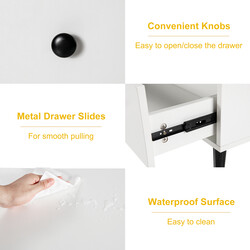 Byrå med fyra lådor i trä, modern vit förvaringslösning för hemmet