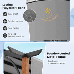 Grå pergola med justerbart tak och stabil ram för utomhusbruk 3,6 x 3 m