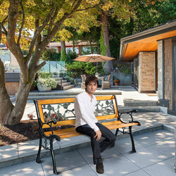 Trädgårdsbänk i gjutjärn och furu för tre personer med ergonomisk design