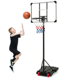 Justerbar basketställning för utomhusbruk, mobil och hållbar med svart backboard 176-206 cm
