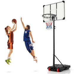 Justerbar basketställning för utomhusbruk, mobil och hållbar med svart backboard 176-206 cm