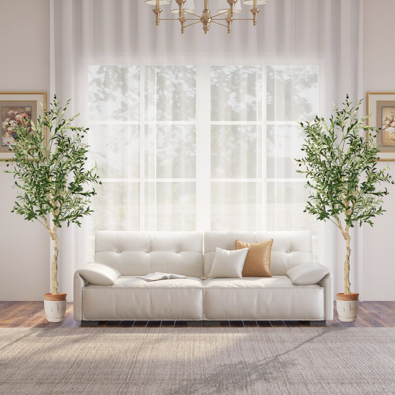 Konstgjorda olivträd 182 cm med 1296 löv och 72 oliver för inomhus och utomhus