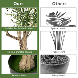 Konstgjorda olivträd 182 cm med 1296 löv och 72 oliver för inomhus och utomhus