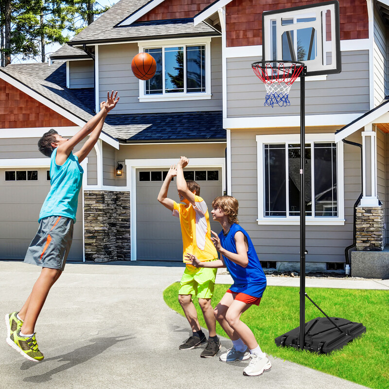Höjdjusterbar basketkorg för utomhusbruk med stabil bas och väderbeständig konstruktion