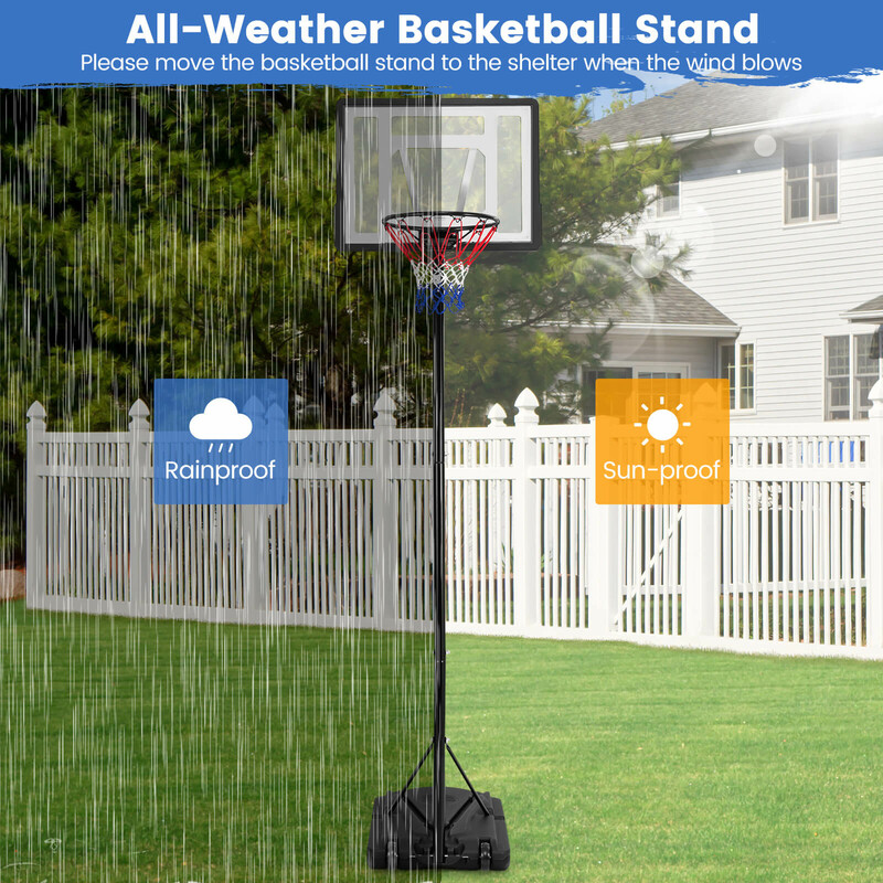 Höjdjusterbar basketkorg för utomhusbruk med stabil bas och väderbeständig konstruktion