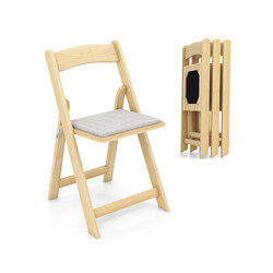 2-pack hopfällbara matstolar med vadderad sits i hållbart gummiträ för bekväm sittkomfort