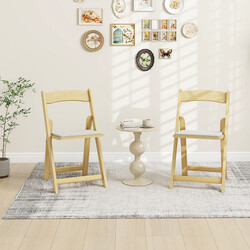 2-pack hopfällbara matstolar med vadderad sits i hållbart gummiträ för bekväm sittkomfort