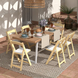 2-pack hopfällbara matstolar med vadderad sits i hållbart gummiträ för bekväm sittkomfort