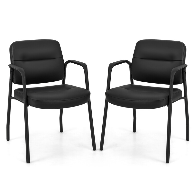 Konferensstolar 2-pack bekväma besöksstolar med armstöd och metallram svart 58x56x81 cm