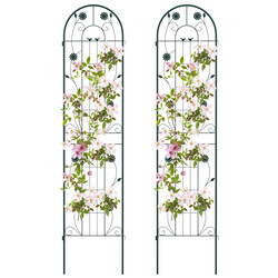 Grön metallspaljé 220x50 cm 2-pack för klätterväxter och trädgårdsdekoration