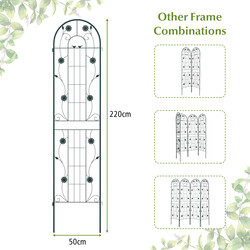Grön metallspaljé 220x50 cm 2-pack för klätterväxter och trädgårdsdekoration