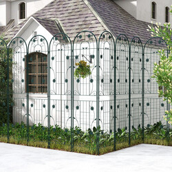 Grön metallspaljé 220x50 cm 2-pack för klätterväxter och trädgårdsdekoration